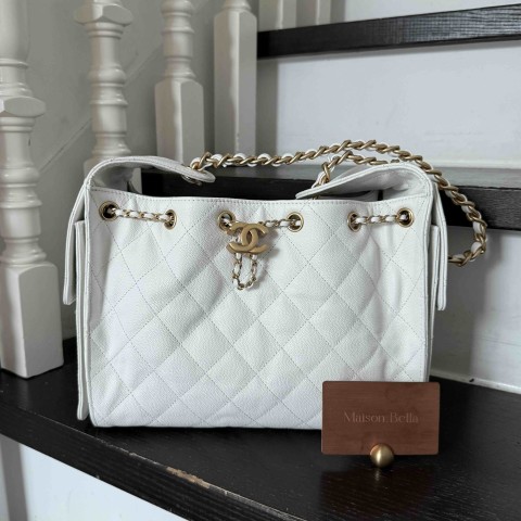 CHANEL 25C Small Hobo Bag – White “25Bag” Leather