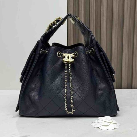 Chanel 25C Hobo Small Dark Blue Size: 30 × 26 × 14 cm