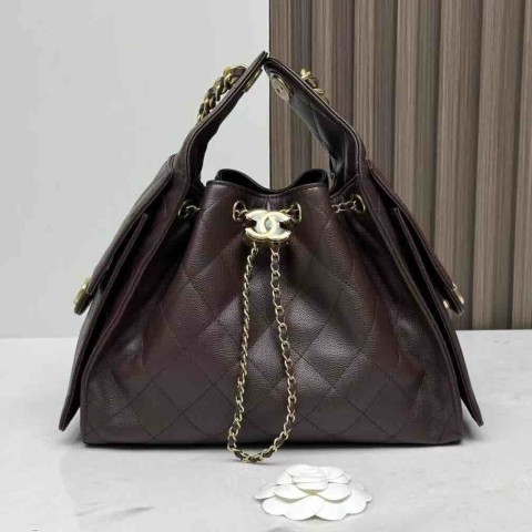 Chanel 25C Hobo Small Dark Reddish Brown 30 × 26 × 14 cm