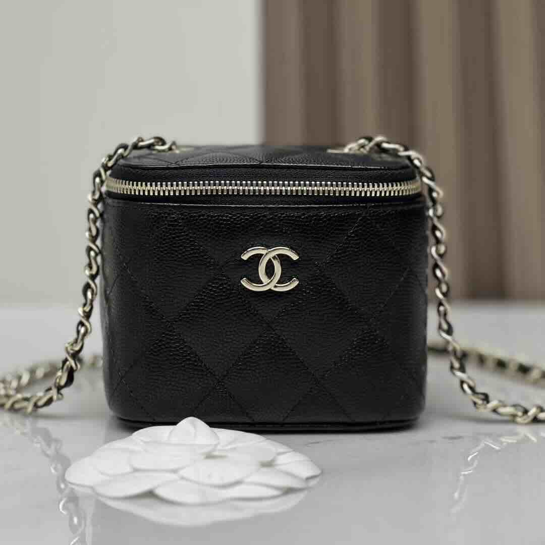Chanel 22C Caviar Long Flap Box – Black with Light Gold Hardware 12cm