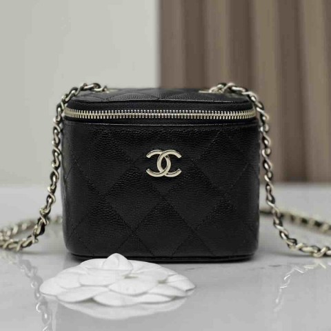 Chanel 22C Caviar Long Flap Box – Black with Light Gold Hardware 12cm