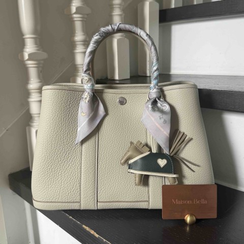Hermès Garden Party 30 Beton Negonda Leather / Palladium Hardware