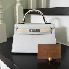 Hermès Mini Kelly II Sellier Chevre Leather Blue Pale x Nata PHW