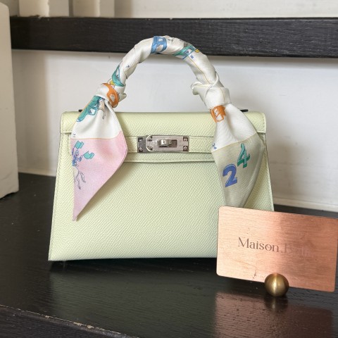 Hermès Mini Kelly II Sellier Vert Pizz x Mushroom x PHW
