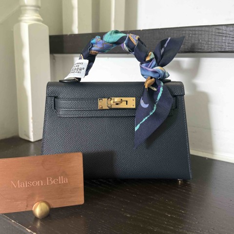 Hermès Mini Kelly II Blue Nuit x GHW