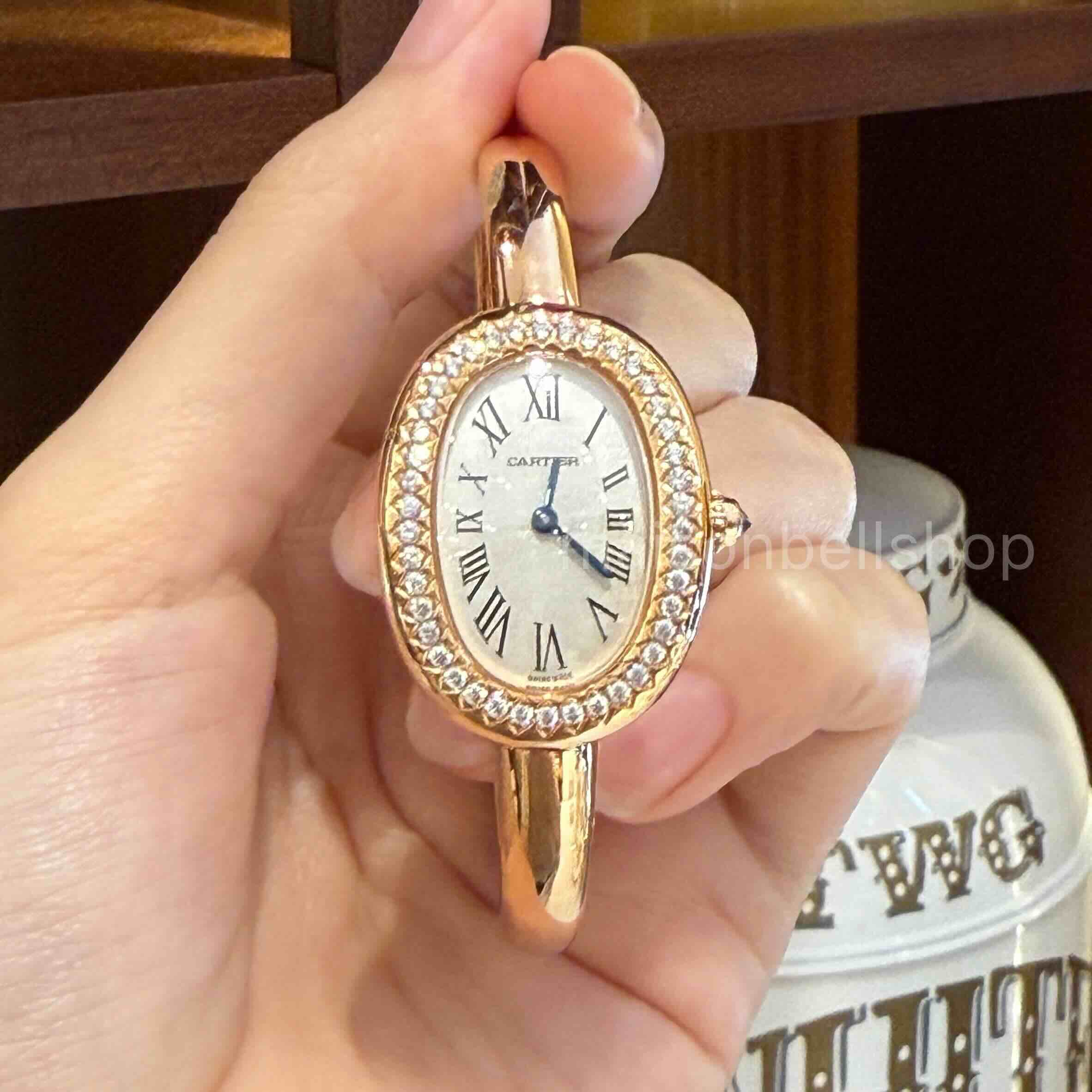 까르띠에 베누아 워치 스몰  18K 핑크골드 도금 / 모이사나이트 세팅 / 브레이슬릿 / 쿼츠 무브먼트