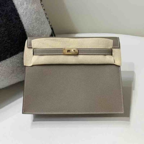 Hermès Kelly Danse Evercolor Etoupe Gold Hardware