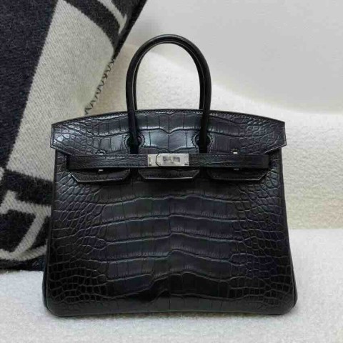 Hermès Birkin 25 Alligator Matte Noir with Palladium Hardware