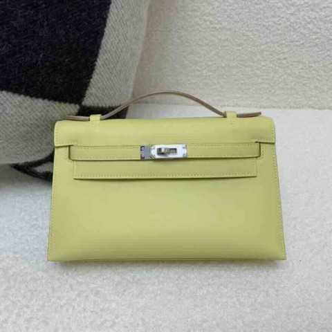 Hermès Pochette Swift Jaune Poussin (1Z) with Palladium Hardware