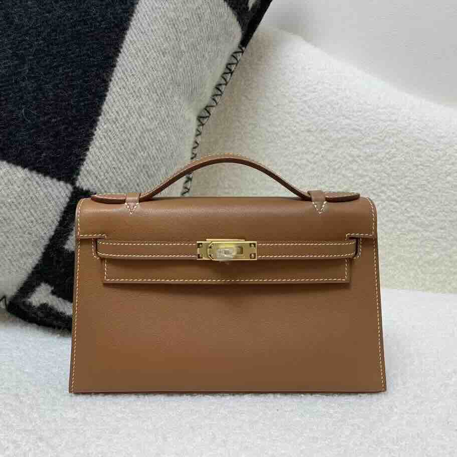 Hermès Pochette Swift Gold with Gold Hardware