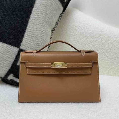 Hermès Pochette Swift Gold with Gold Hardware