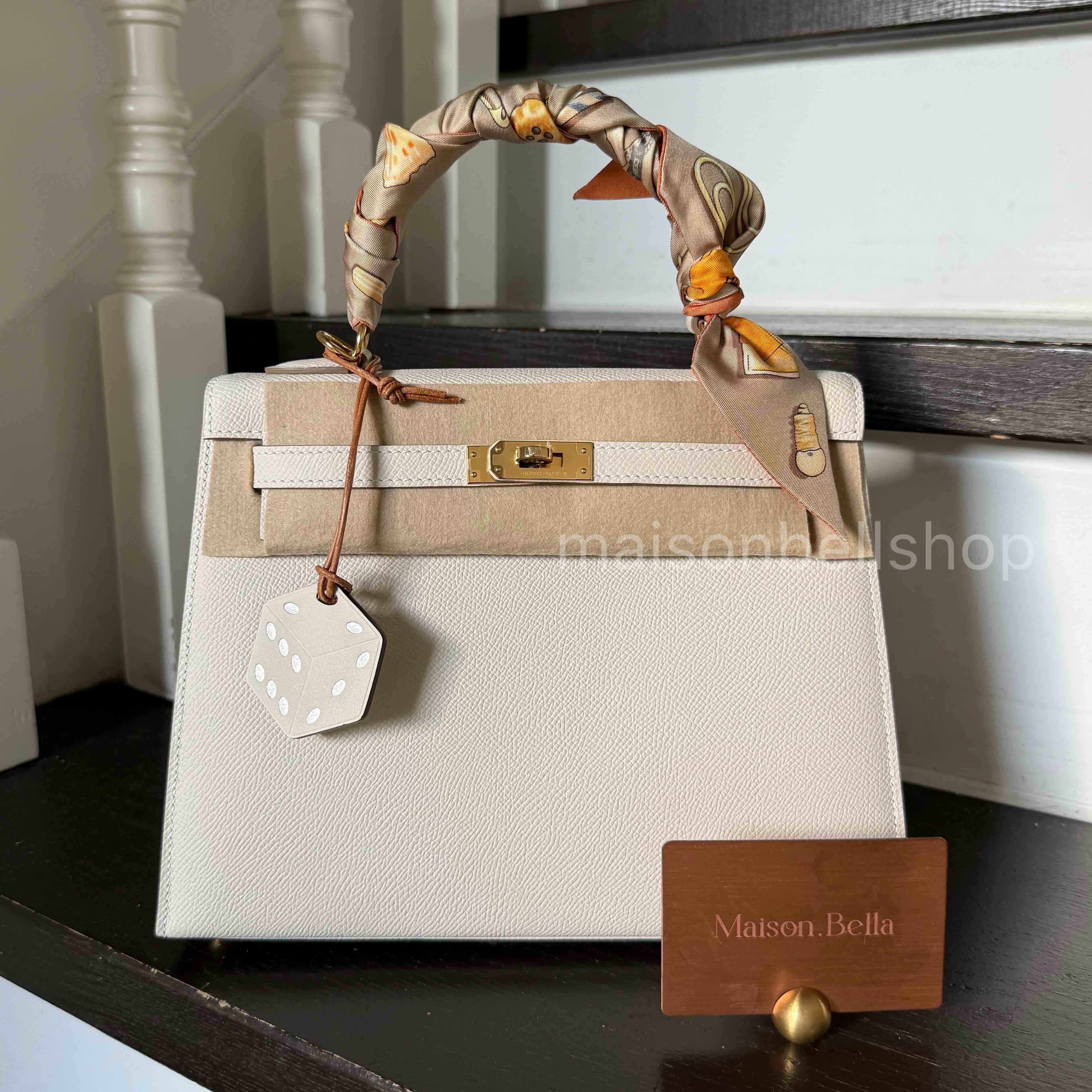 Hermès Kelly 25 Epsom Sellier Craie x Palladium Hardware