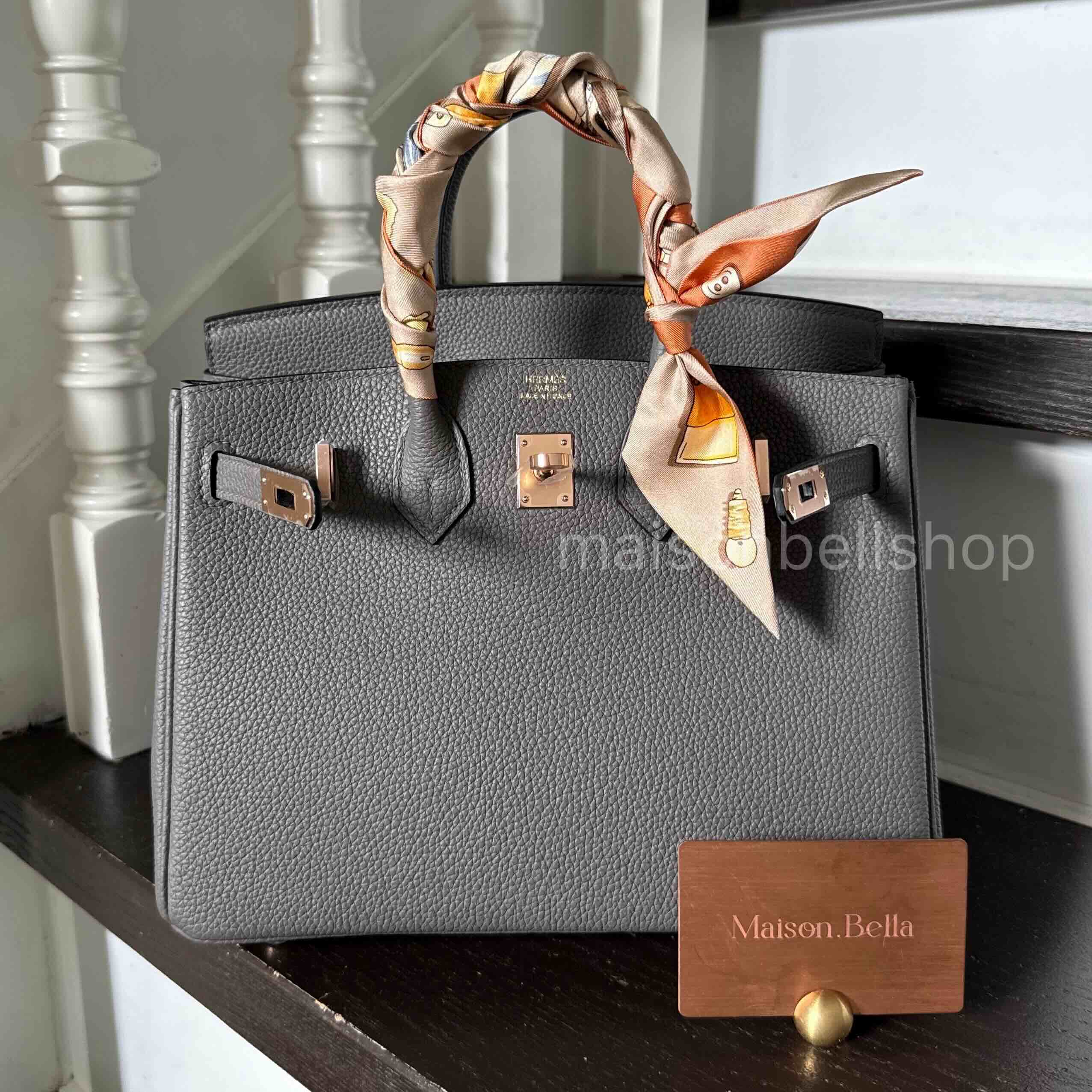 Hermès Birkin 25 Togo Etain x Rosegold Hardware