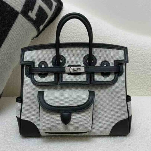 Hermès Birkin25 Cargo Ecru and Noir x Palladium Hardware