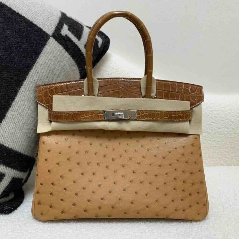 Hermès Birkin 25 Nata Ostrich x Gold Hardware