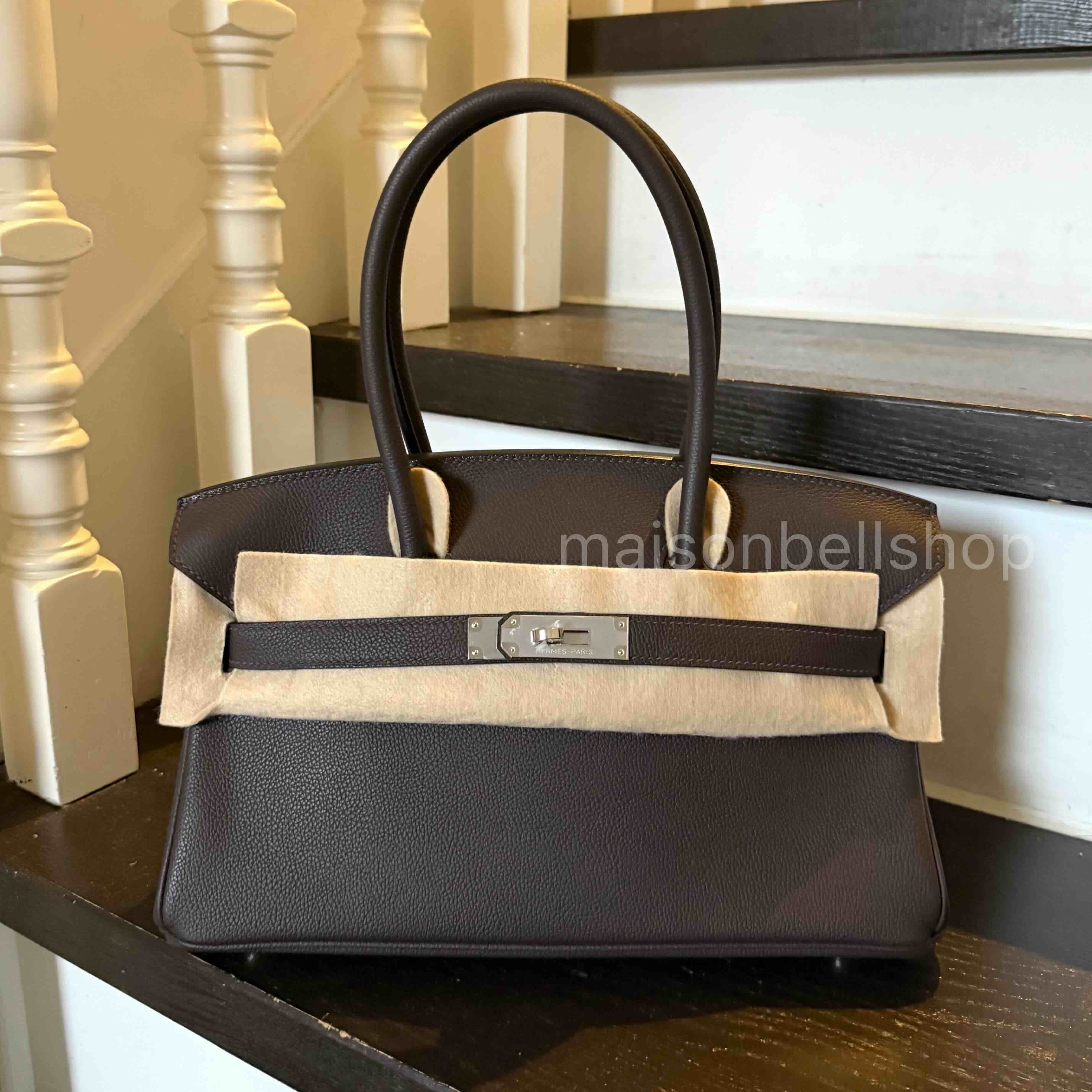 Hermès Shoulder Birkin 29 Ebène Evercolor x Palladium Hardware