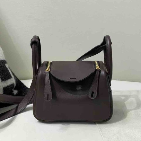 Hermès Mini Lindy Swift Ebony & Blue x Gold Hardware