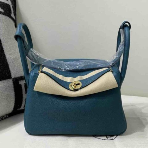 Hermès Lindy26 Clemence Vert Bosphore (W0) X Gold Hardware