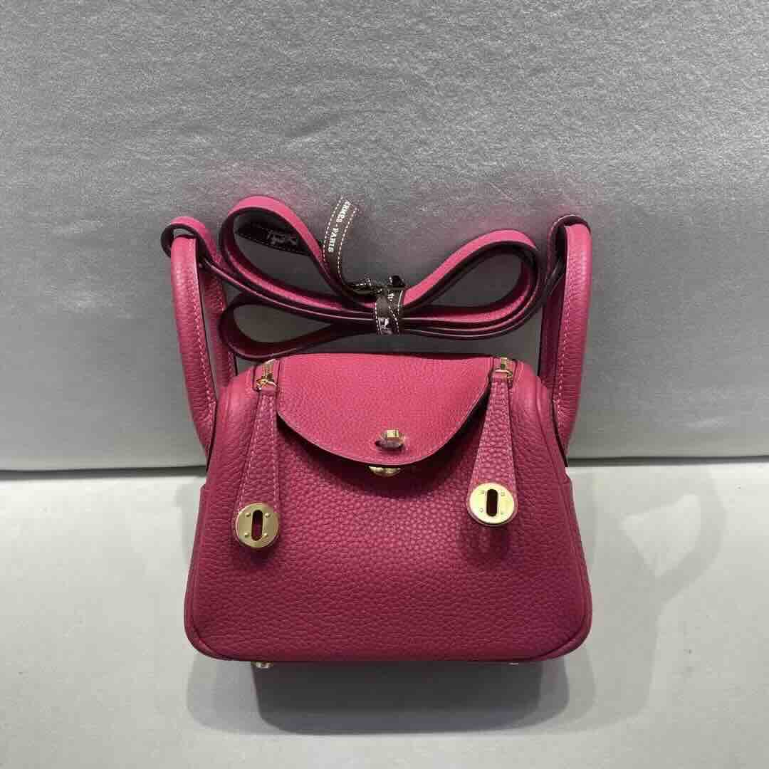 Hermès Mini Lindy Clemence Rose Extreme (I6) x Gold Hardware