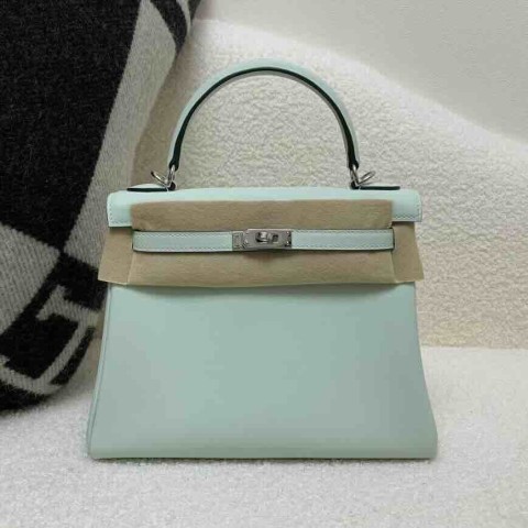 Hermès Kelly 25 Swift Mint Green (N3) x Palladium Hardware