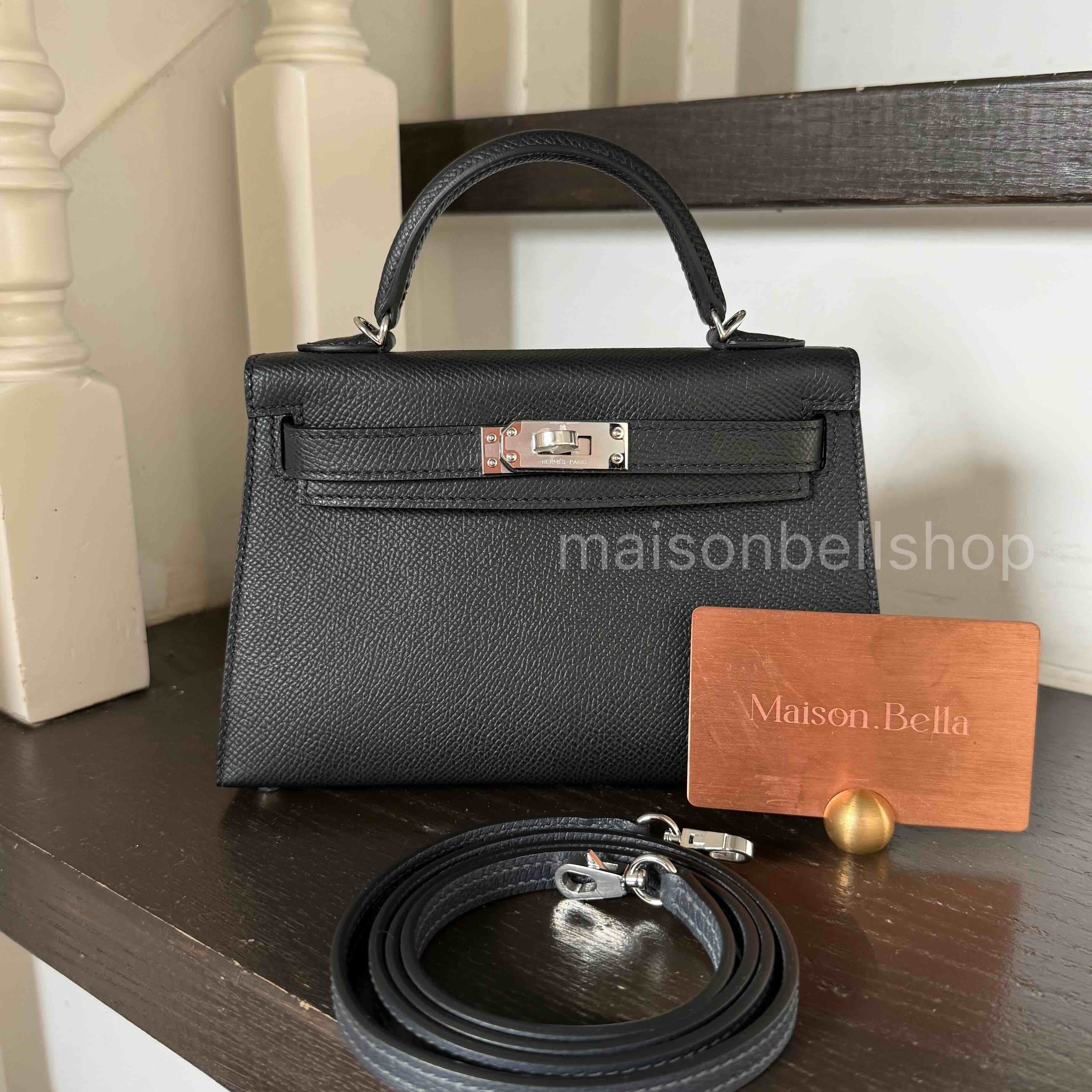 Hermès Mini Kelly II Epsom Noir x Palladium Hardware