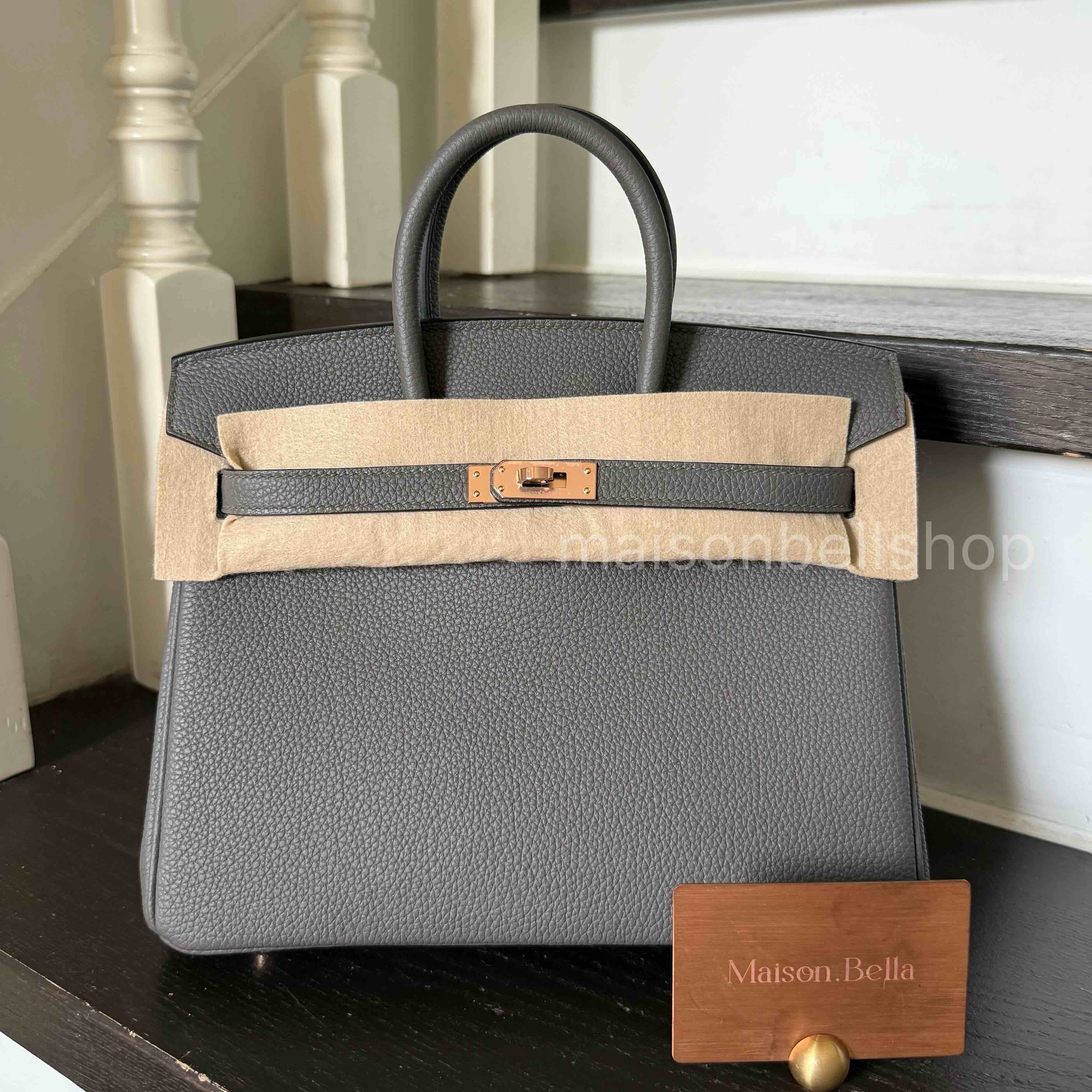 Hermès Birkin 25 Togo Etain x RoseGold Hardware