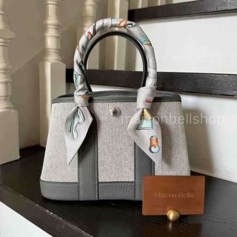 Hermès Garden Party Mini Canvas Puppet Grey x Palladium Hardware