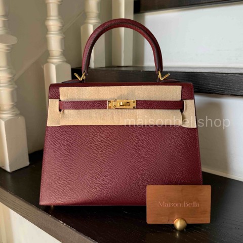 Hermès Kelly25 Epsom Rouge H x Gold Harware