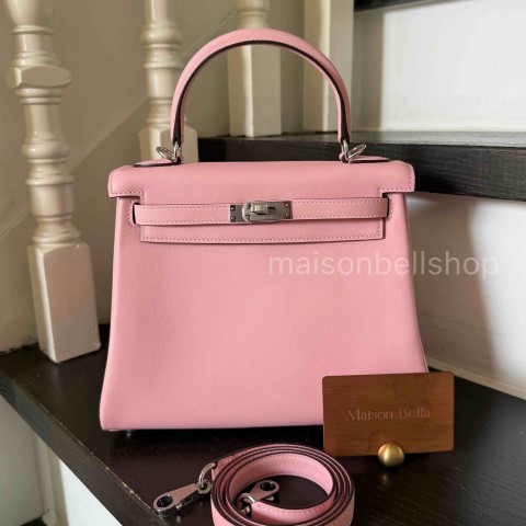 Hermès Kelly25 Swift Rose Sakura x Palladium Harware