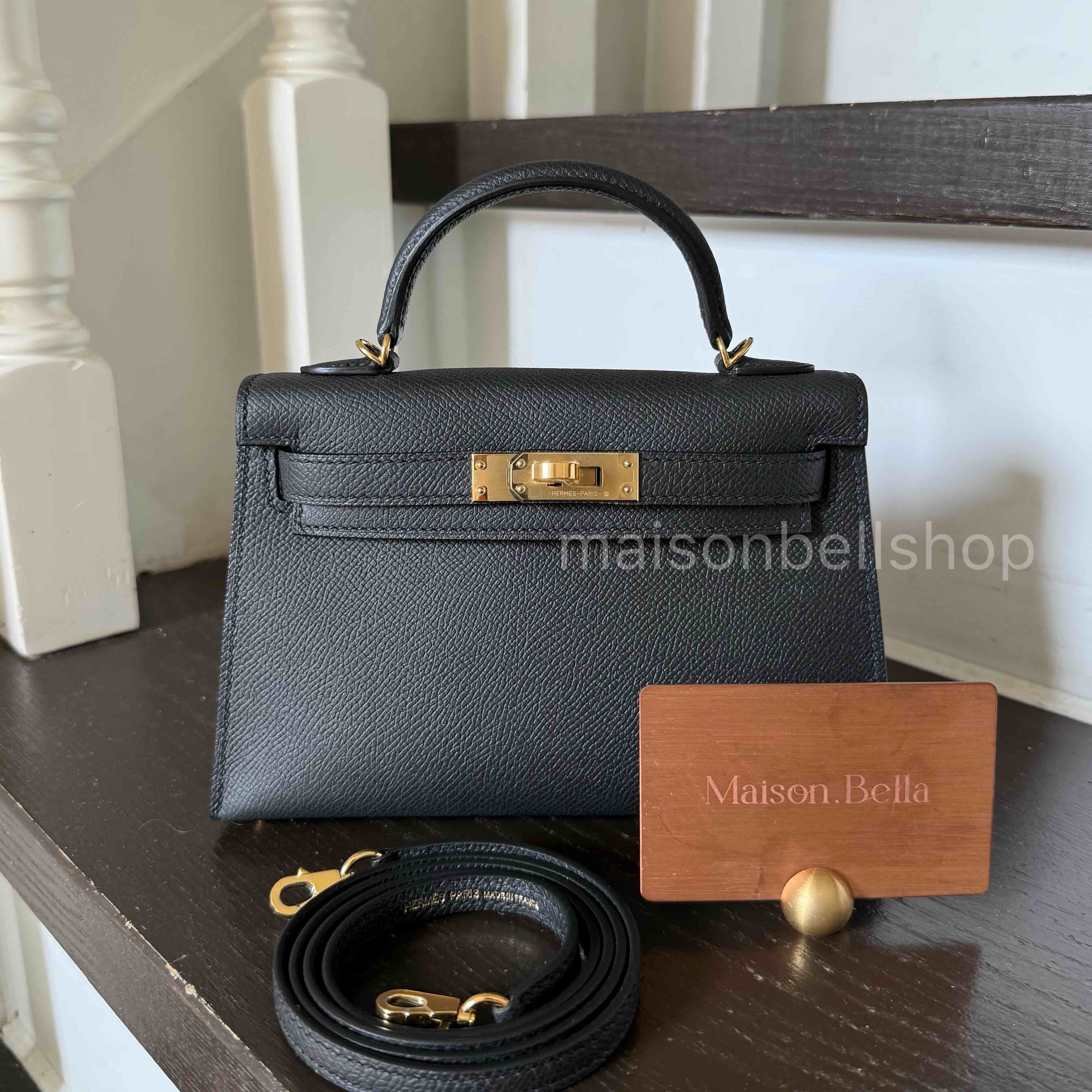 Hermès Mini Kelly II Epsom Noir x Gold Hardware