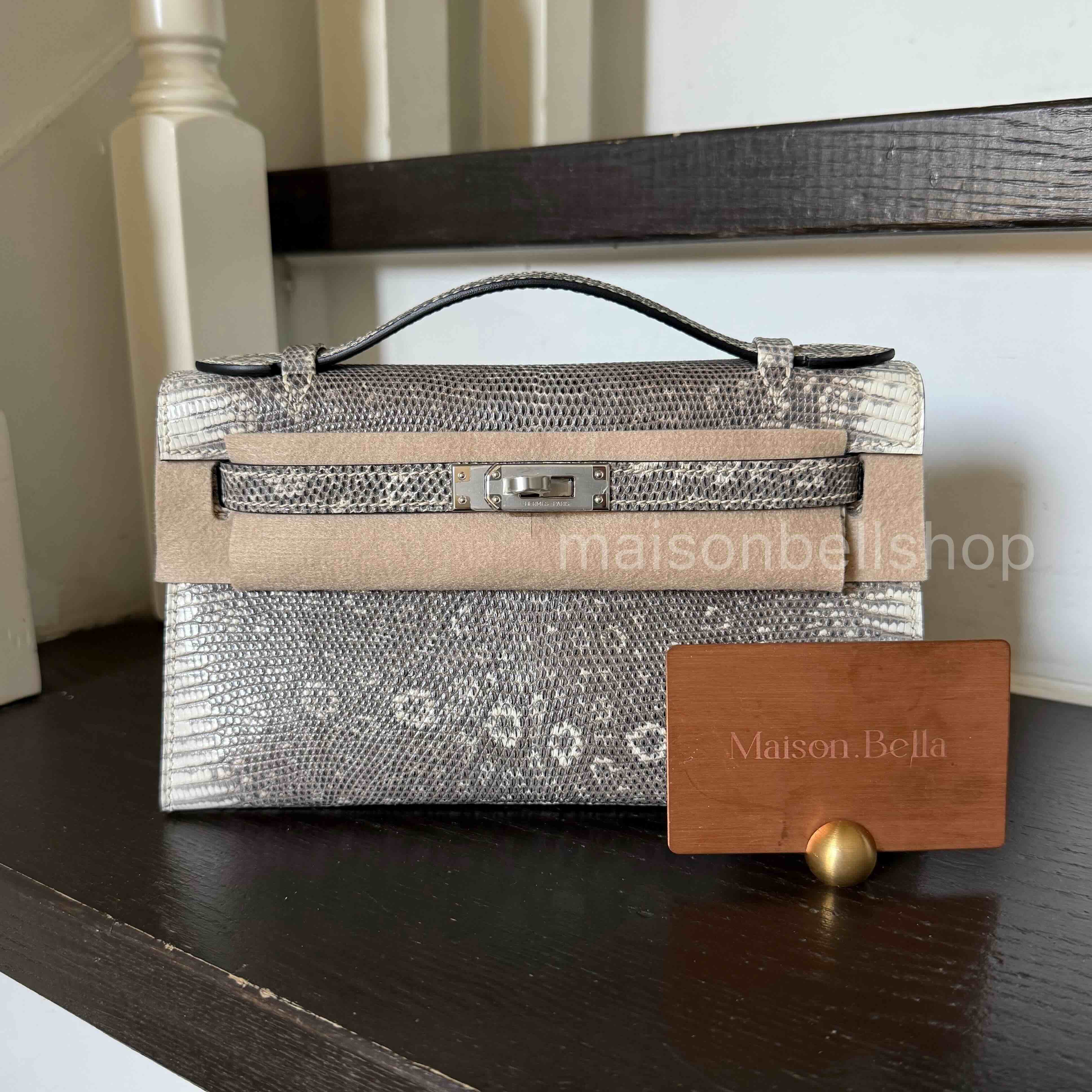 Hermès Kelly Pochette Lizard Ombre x Palladium Hardware